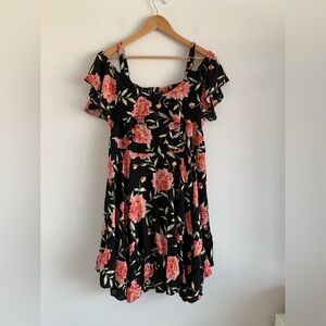 Torrid floral ruffle cold shoulder dress 2X